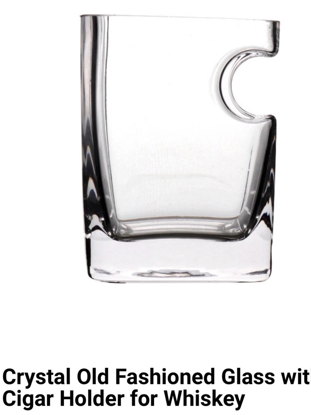 Source Unknown Clear Crystal Old Fashioned Glass with Cigar Notch